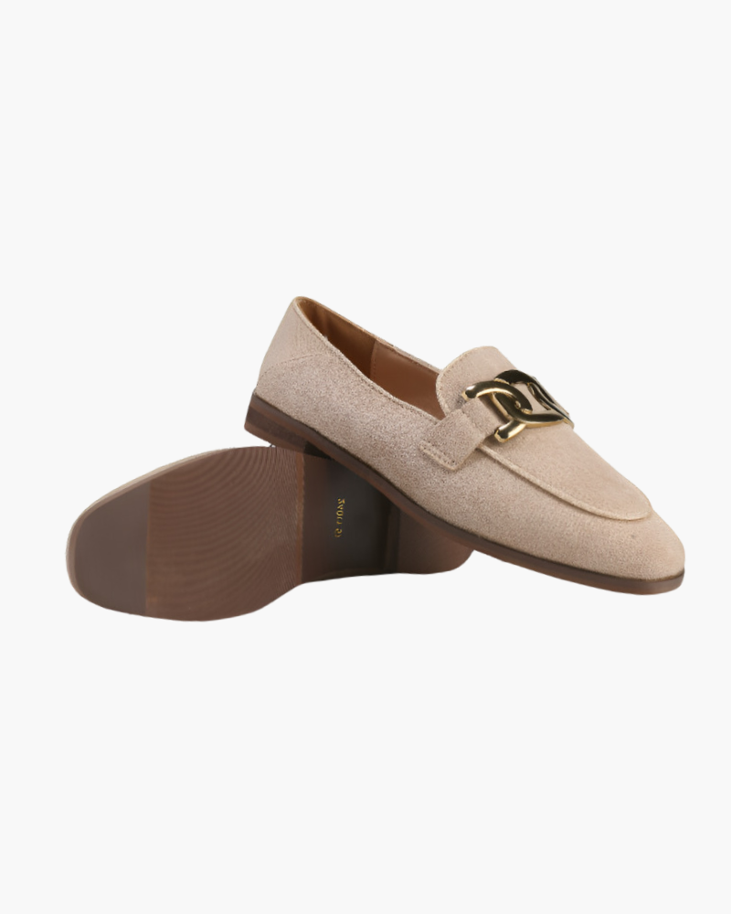 Sofie™ | Loafers i ruskind med elegant guldfarvet detalje