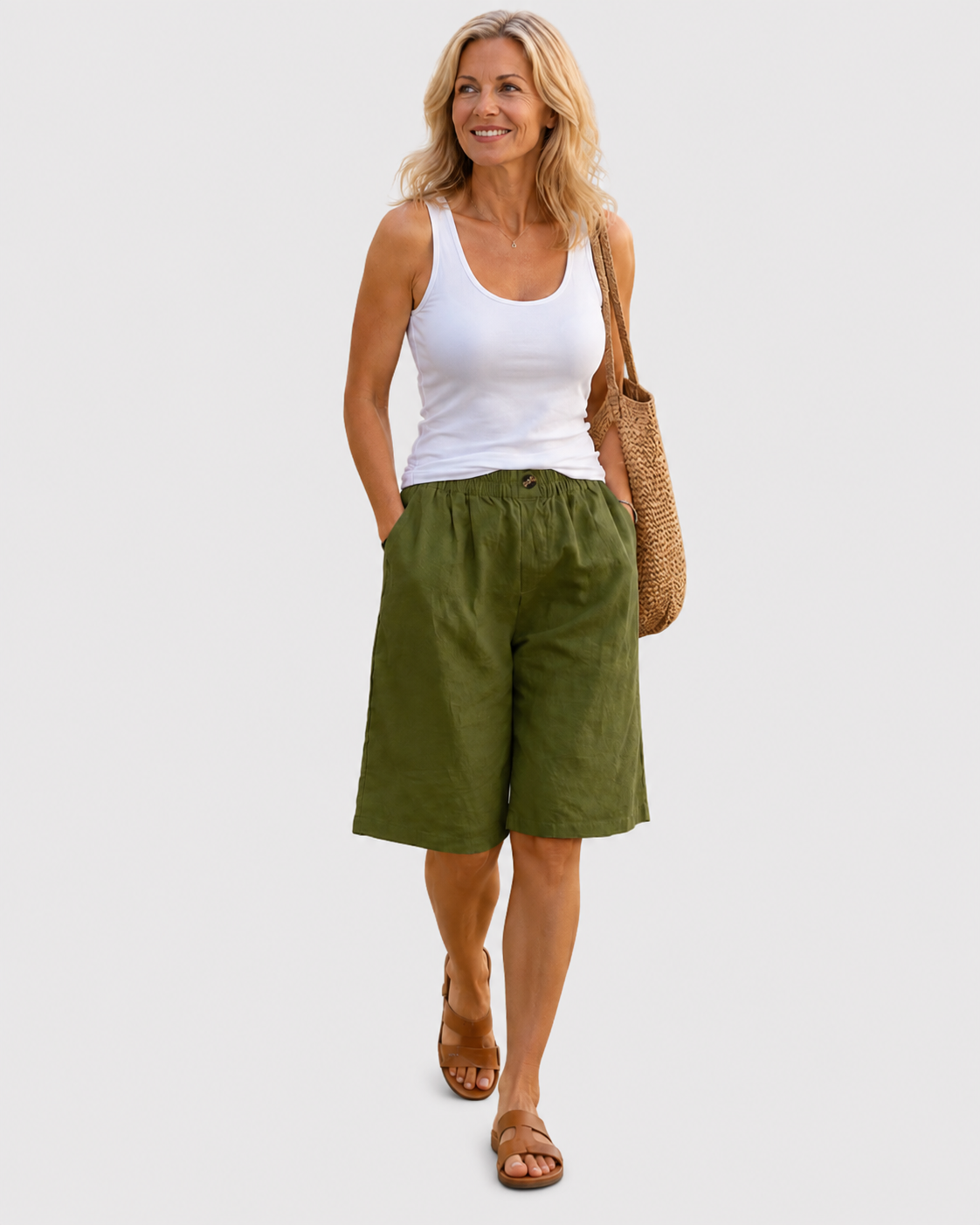Leonora™ | Luftige knælange shorts med elastisk talje
