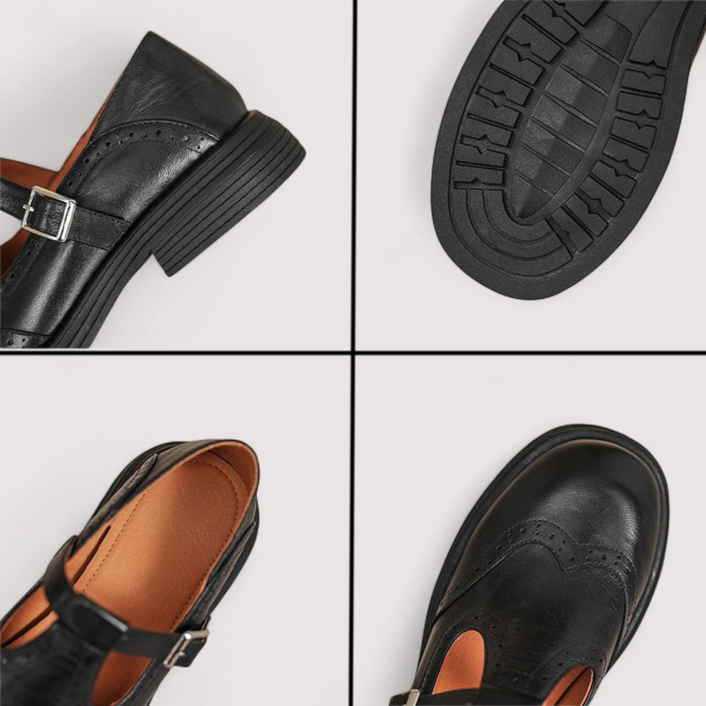 Ida™ | Lædersko med rem og klassisk brogue-detalje