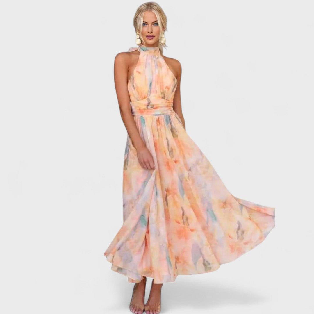 Elin™ | Maxikjole med halterneck og let, flydende fald